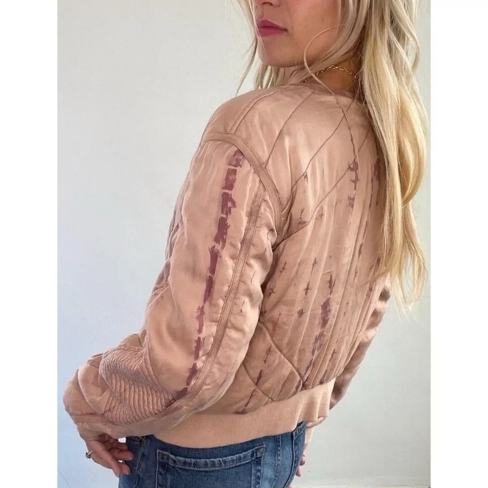 Anthropologie Quilted Tie Dye Bomber Jacket